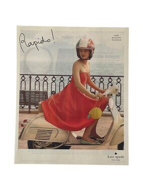 Kate Spade PRINT AD Woman on Vespa Scooter Italy Fashion Poster Style
